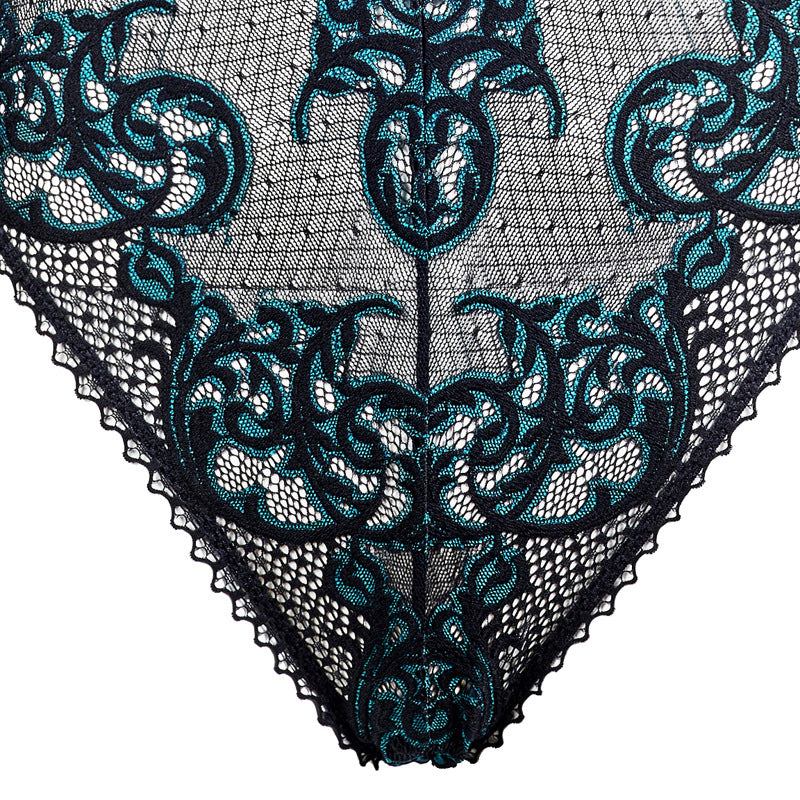 Freedombeauty | FQ2717 two-color lace deep V hanging neck hollow perspective sexy onesie Amazon export European premium