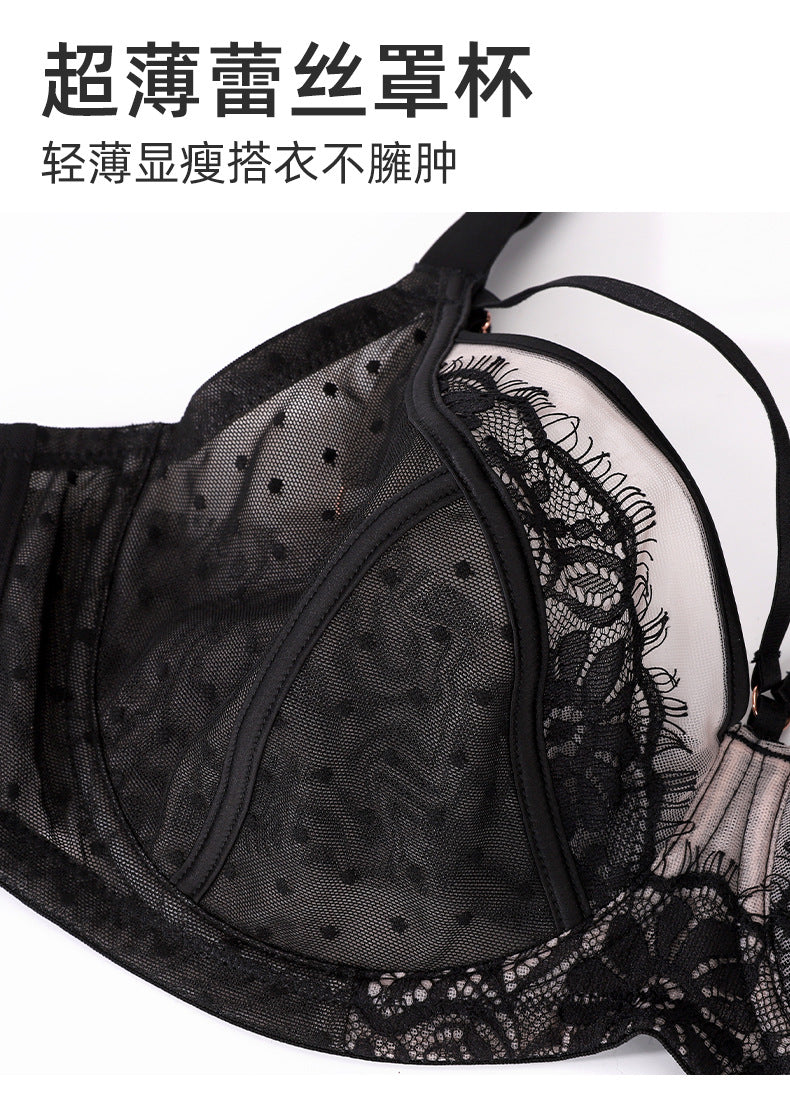 Freedombeauty | Foreign trade lace large size bra large chest small lace bra large cup bra thin underwear fat mm women
