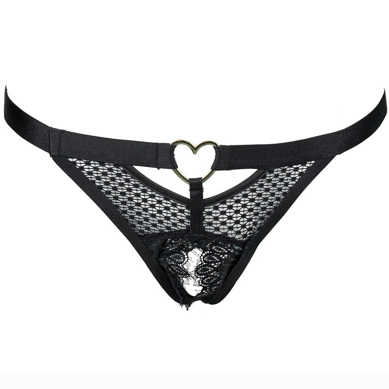 FREEDOMBEAUTY | FQ2829 Flower mesh perspective quality series sexy suit women's heart buckle free of temptation European and American suspender leg ring