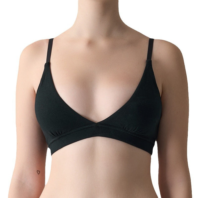 FreedomBeauty | Cotton Triangle Bralette Deep V Sexy Cotton Rimless Bra Comfortable Home Underwear