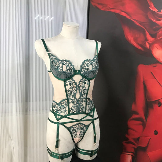 Freedombeauty | FQ2859 High Quality Mesh Embroidery Perspective Sexy Hollow Steel Rings Shapewear Thong Leg Ring Adjustable