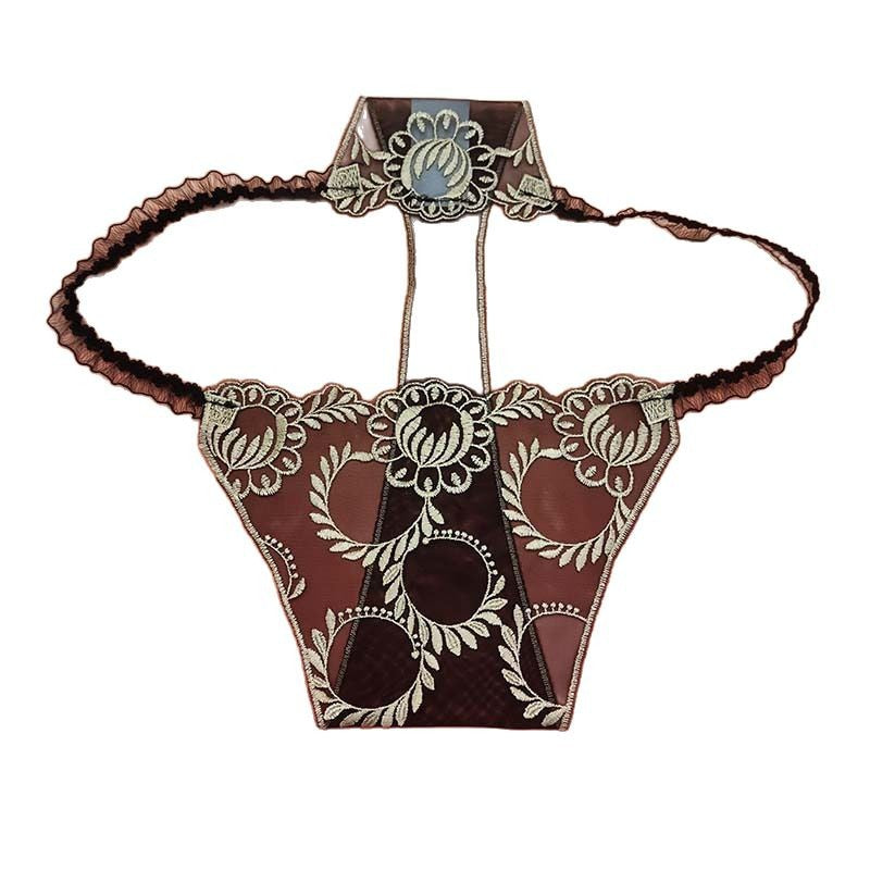 FREEDOMBEAUTY | European and American foreign trade pure desire style lace women's underwear comfortable and sexy women's thong low waist temptation mesh embroidery