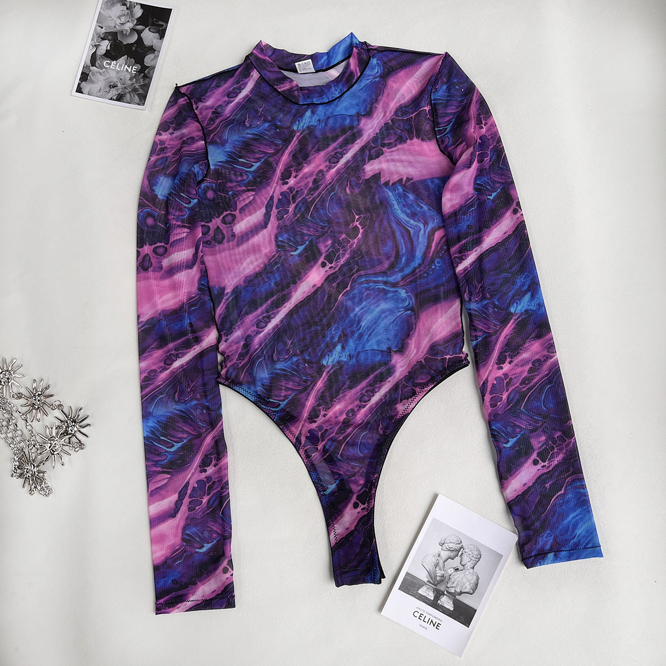 freedombeauty|Tie-dye lingerie onesie tie-dye sexy tight-fitting bodysuit