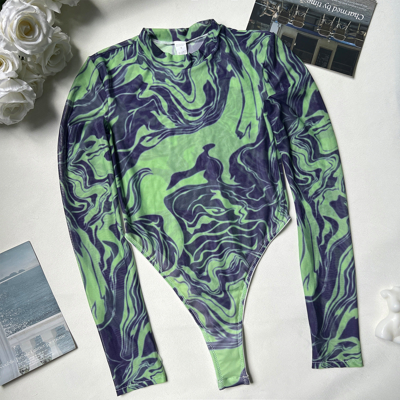 freedombeauty|Tie-dye lingerie onesie tie-dye sexy tight-fitting bodysuit