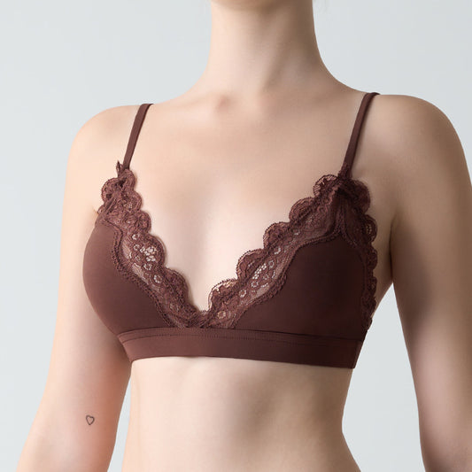 FreedomBeauty | Lace Triangle Bralette Lace Deep V Sexy Bra Adjustable Strap Lover Nude Underwear