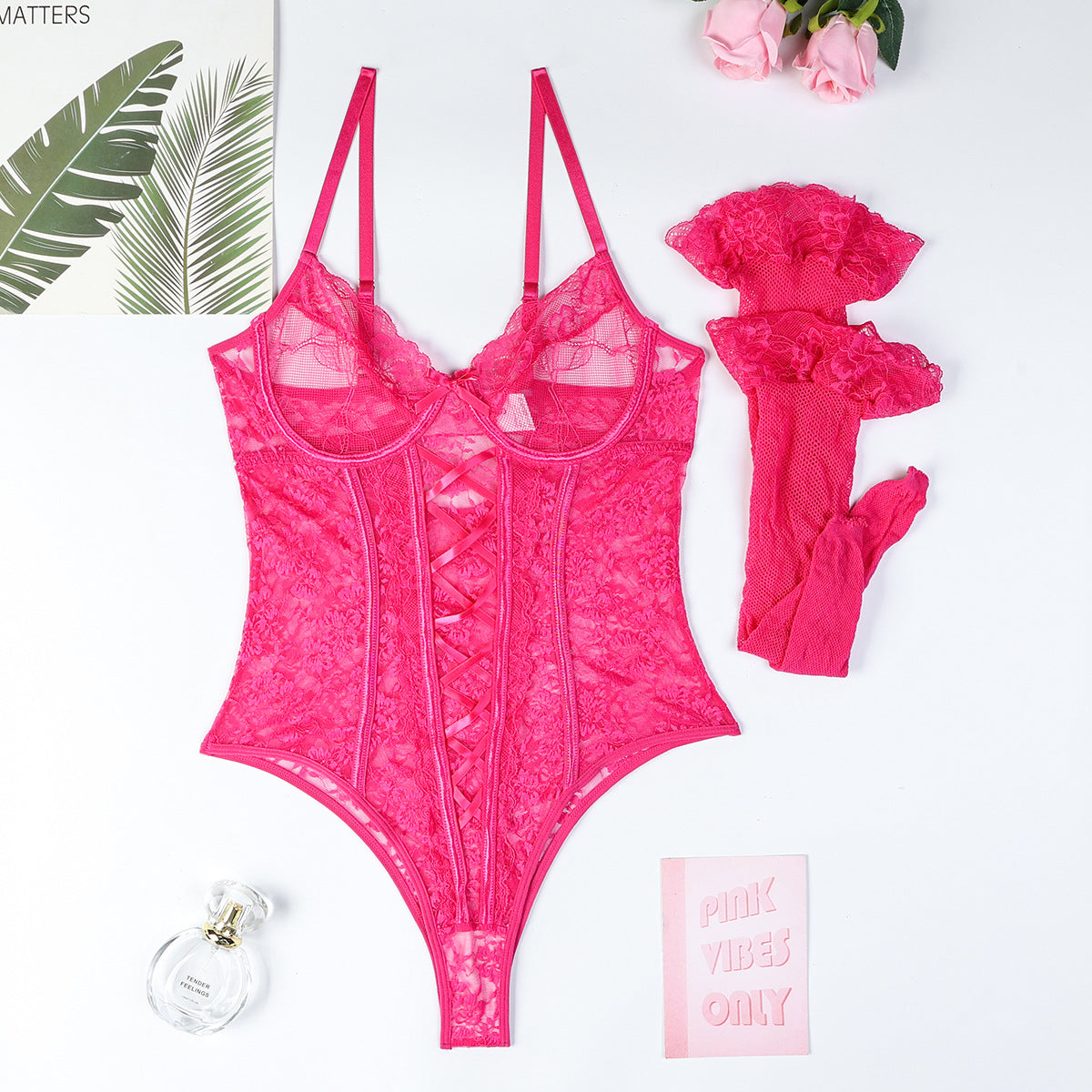 FREEDOMBEAUTY | Including socks European and American new enchantress blue midnight temptation complex cross lace splicing suspender onesie 3655