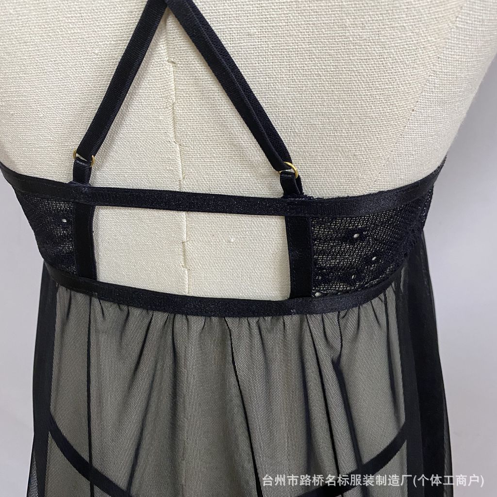 Freedombeauty | 5077 front button sex nightgown, mesh pajamas, transparent pajamas, nightgown