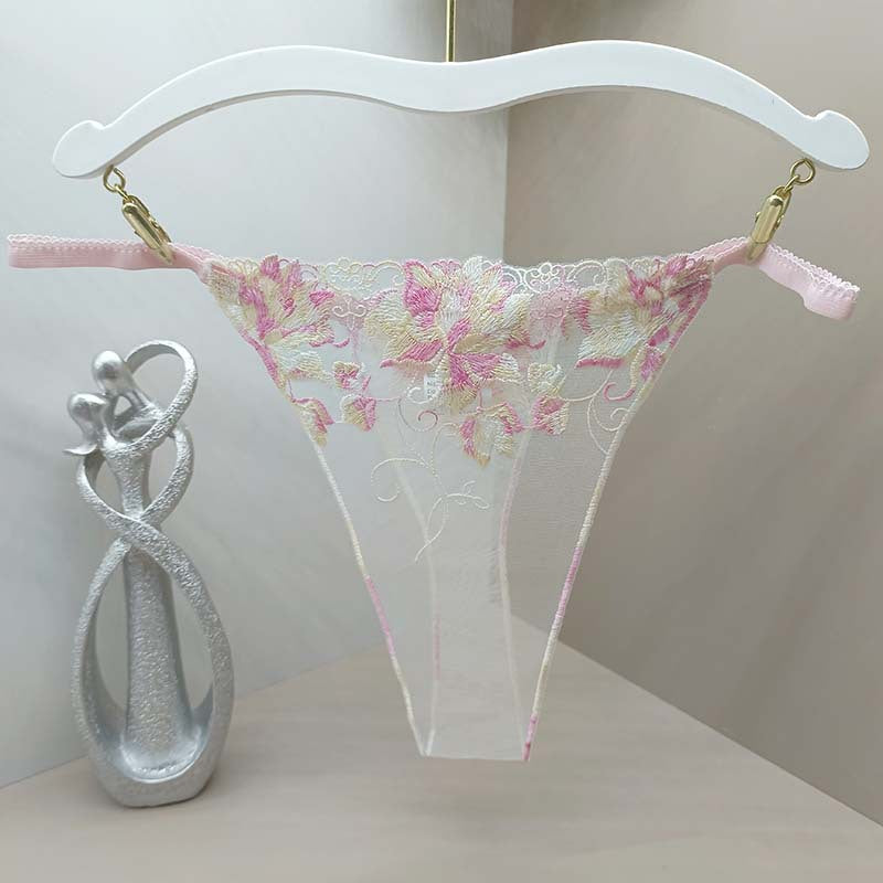 FREEDOMBEAUTY | Thong French Sexy Flower Transparent Ladies Lace Fixed Embroidered Panties Cross-Border Code Special Combination