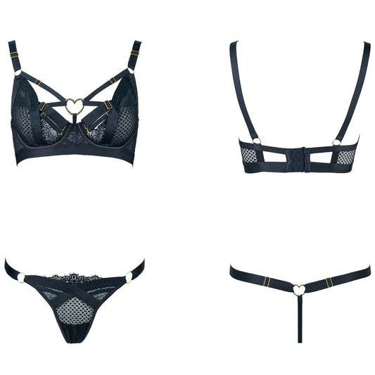 FREEDOMBEAUTY | FQ2829 European and American foreign trade lingerie jacquard net hollow perspective sexy babes heavy metal bra seduction women