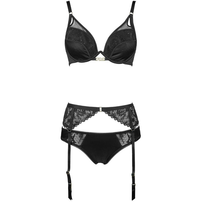 FREEDOMBEAUTY | FQ2851 Honeycomb cotton cup sexy underwear comfortable steel ring simple fashion adjustment bra briefs set