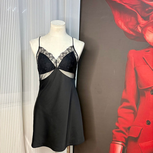 FREEDOMBEAUTY | FQ2862 Love Embroidery Cross-Ribbon Satin French Nightdress Pure Desire Homewear Sexy Suspender Skirt Cross-Border Summer