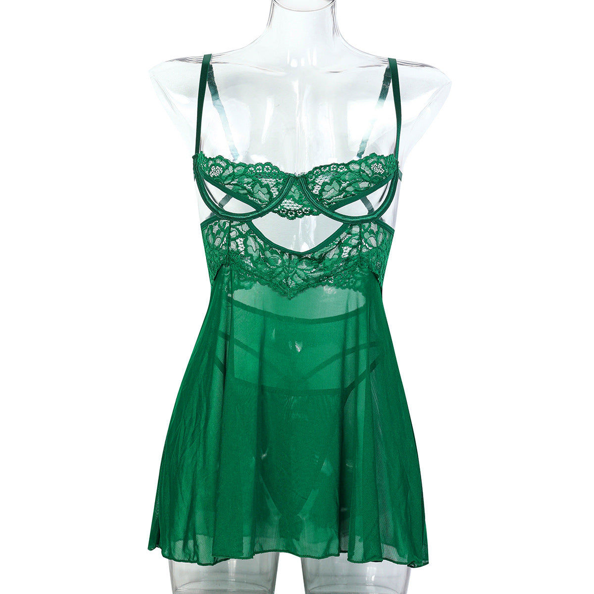 FREEDOMBEAUTY | Sexy underwear hollow suspender nightdress two-piece set thong thin perspective women's clothing cross-border 3772