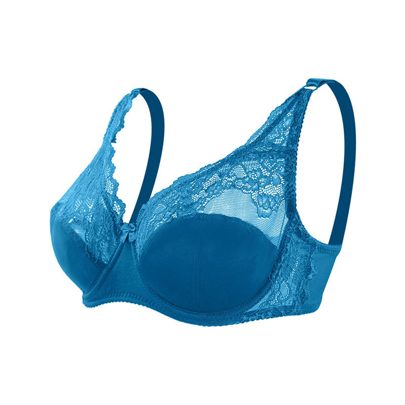 Freedombeauty | Sexy lace mesh large size adjustment bra European and American style gathering anti-sagging steel rim underwear bra