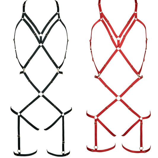 FREEDOMBEAUT | FQ2858 European and American bundled wiring harness rope clothes sexy one-piece open underwear hollow sexy inner strap SM