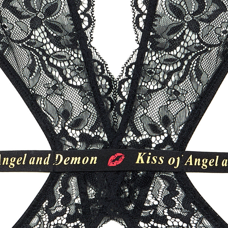 FREEDOMBEAUT | FQ2808 sexy lingerie popular ins style sexy temptation lace hot pure desire free waist black onesie