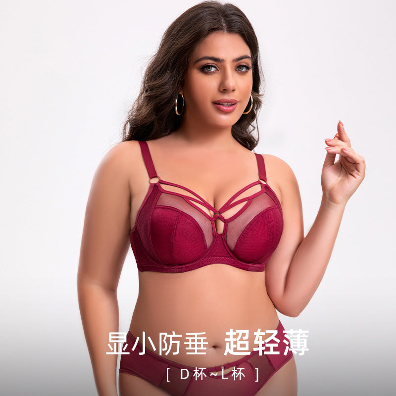 Freedombeauty | Large size underwear women's big breasts show small anti-sagging gathering breathable thin full cup fat MM bra wholesale