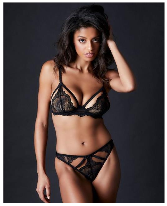 Freedombeauty | FQ2639M180 with steel rim black lace hollow sexy bra set women's thin cup garter quality hollow pants