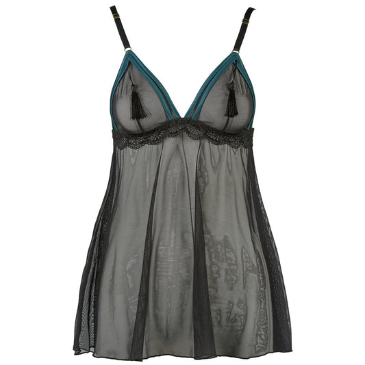 FREEDOMBEAUTY | Valentine's Day gift set, see-through mesh nightdress, three-point open-crotch pants, garter belt, five-piece set, plus packaging box.