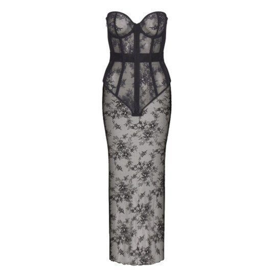 FREEDOMBEAUTY | FQ2966 SKIMS Kardashian fishbone jacket backup lace perspective dress babes sexy cross-border