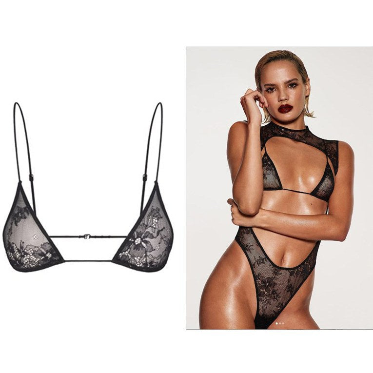 FREEDOMBEAUTY | FQ2967 SKIMS Kardashian stretch lace sexy triangle cup with stylish strap adjustment pure lust hottie
