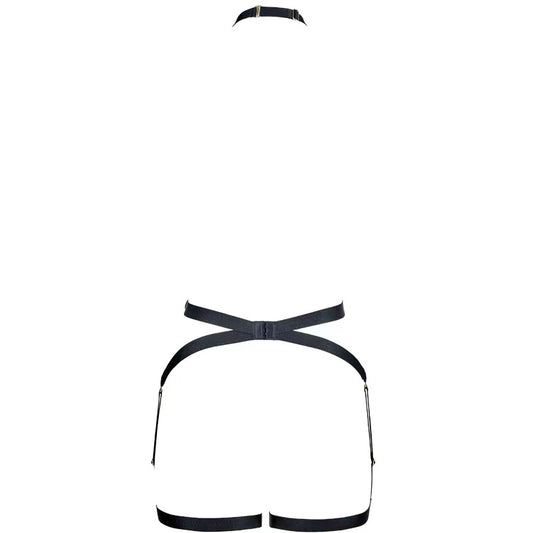 FREEDOMBEAUT | M195 neck wide shoulder strap waist one-piece socks ring garter belt black bondage strap metal buckle adjustable