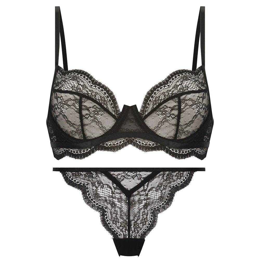Freedombeauty | Sexy Lace Underwear Bra Thong Perspective Seduction French Bra Set