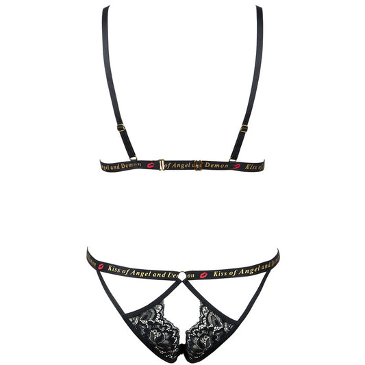 FREEDOMBEAUTY | FQ2807 No steel rim exposed breasts cross belt open crotch low waist underwear women's free-to-take sexy suit cross-border black underwear