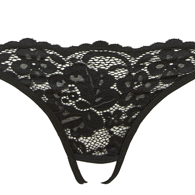 FREEDOMBEAUTY | FQ2680 Black Lace Dirty Hollow Bra Low Waist Open Crotch Free Panties Sex Underwear Set Women's Suspender