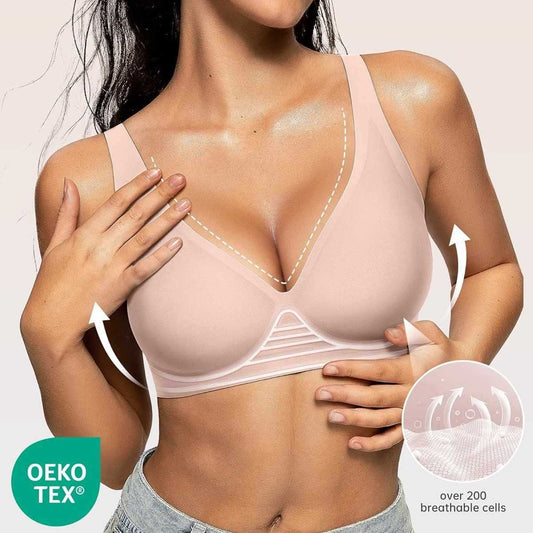 FREEDOMBEAUTY |OEAK Womens Deep V Bras Wireless Comfortable Bra Supportive