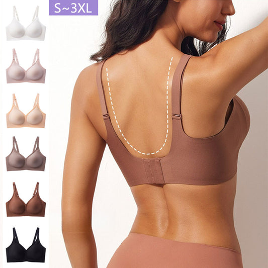 FREEDOMBEAUTY | Cross-border explosion Large size jelly Simple elastic U-shaped back bra Beautiful back underwear Comfortable and breathable strip gathering text