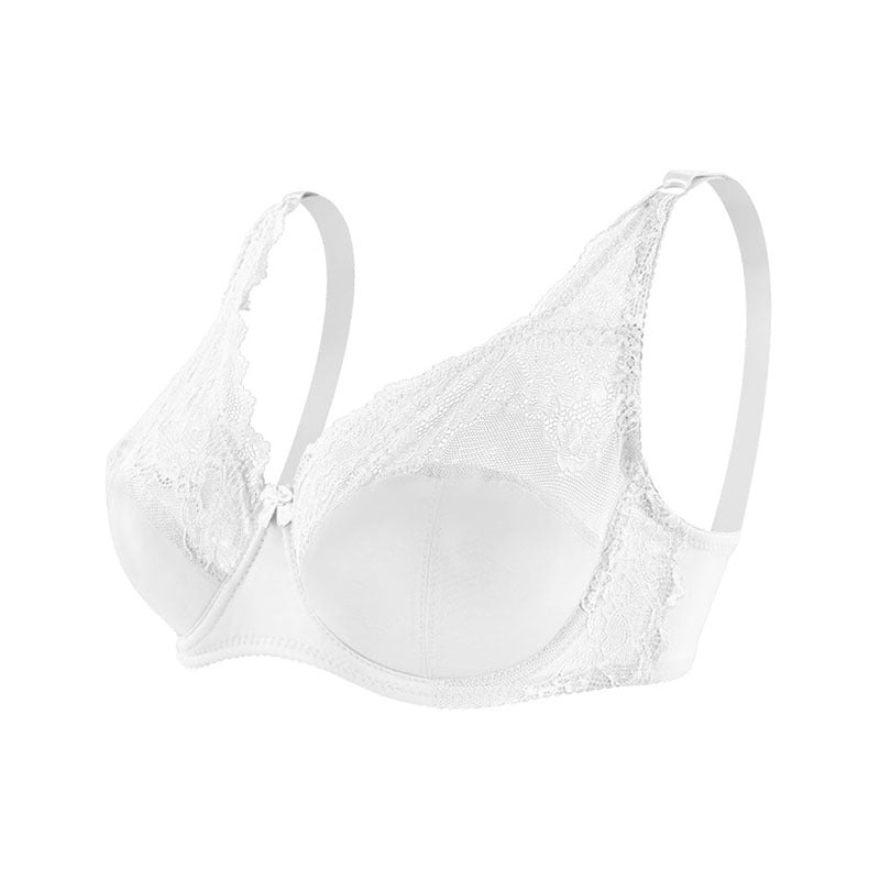 Freedombeauty | Sexy lace mesh large size adjustment bra European and American style gathering anti-sagging steel rim underwear bra