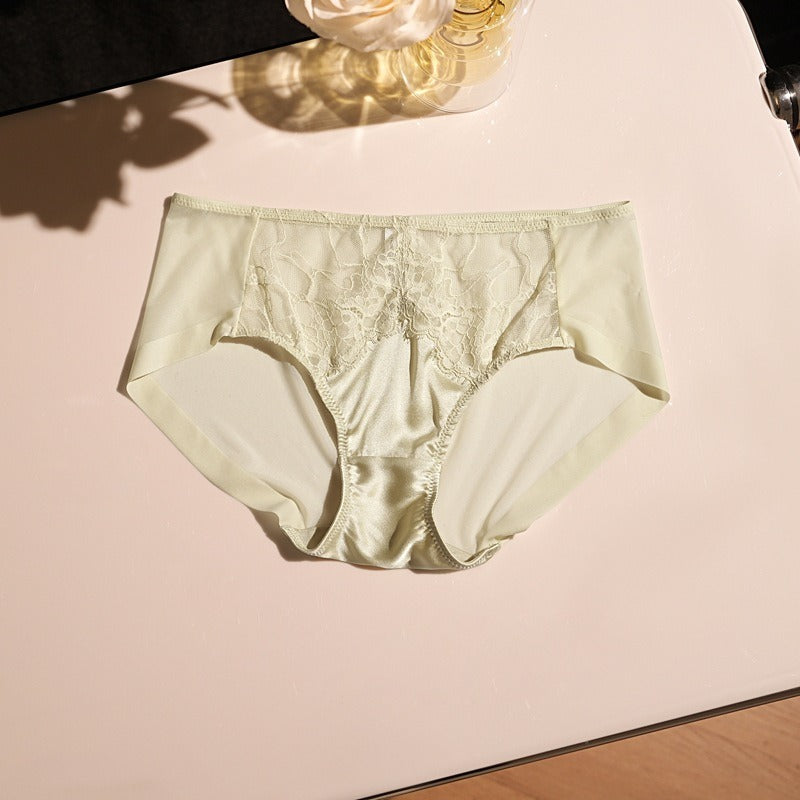 FREEDOMBEAUTY | Lace lightweight rimless mulberry silk panties triangle French double shoulder strap women's bra