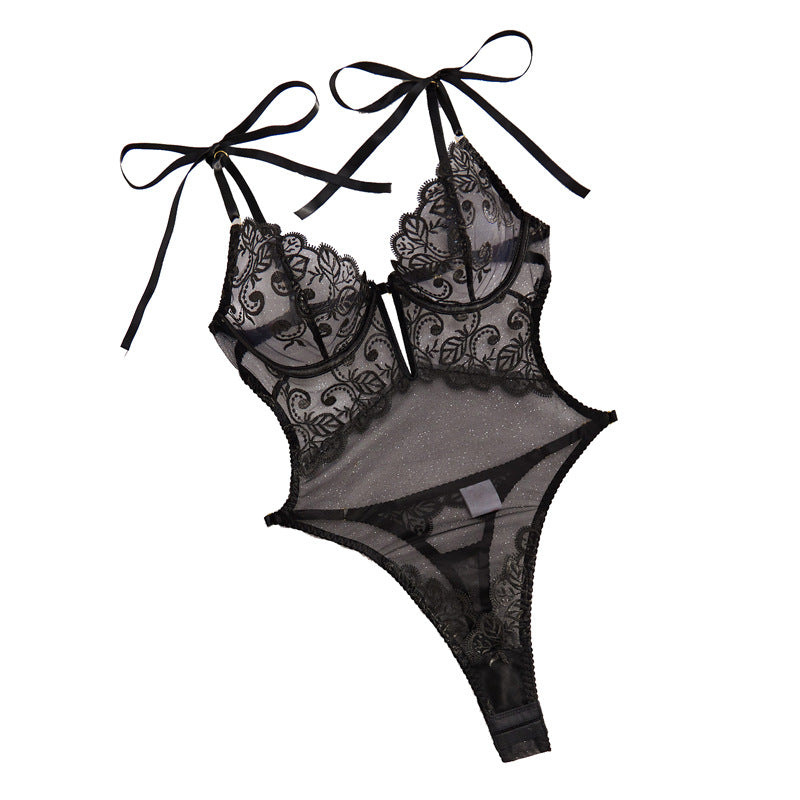 Freedombeauty | Lace embroidery perspective European and American foreign trade sexy temptation shapewear