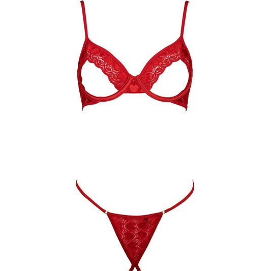 FREEDOMBEAUTY | FQ2939 Valentine's Day gift 520 steel rim milk love lace open crotch thong set