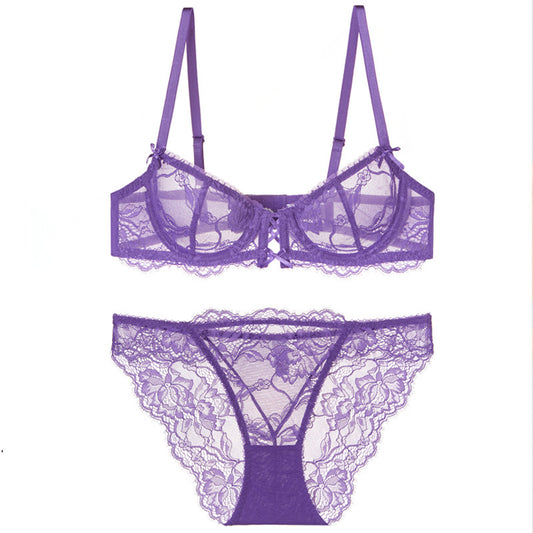 FREEDOMBEAUTY | Sexy Lace Underwear French Slim Big Breast Small Bra Anti-Sagging Bra Set Sexy Bra Sets