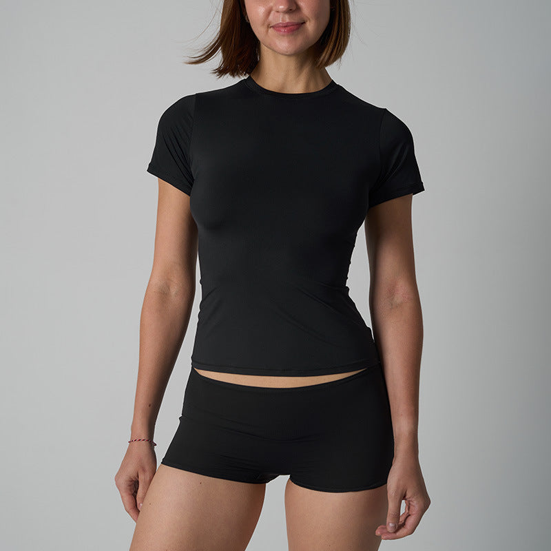 FREEDOMBEAUTY | fits everybody set slim brocade ammonia short-sleeved suit nude close-fitting breathable high-elastic casual suit women