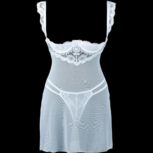 FREEDOMBEAUTY | FQ2913 steel tray sponge dew milk lace mesh nightdress private pajamas sexy lace free panties women black and white