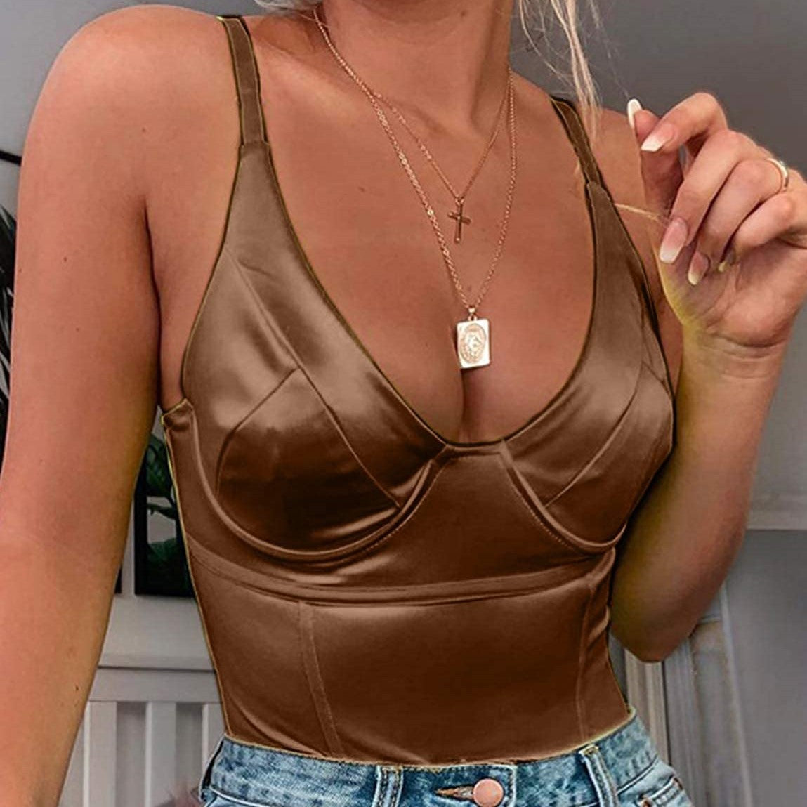 freedombeauty|Independent Station Wholesale Women's Spring and Summer Sleeveless One-piece Suspender Vest Women's Outer Wear