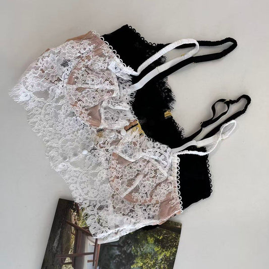 FREEDOMBEAUTY | Special FQ2672 sexy lace brocade cotton French bra underwear European and American steel ring worship foreign trade vest bra