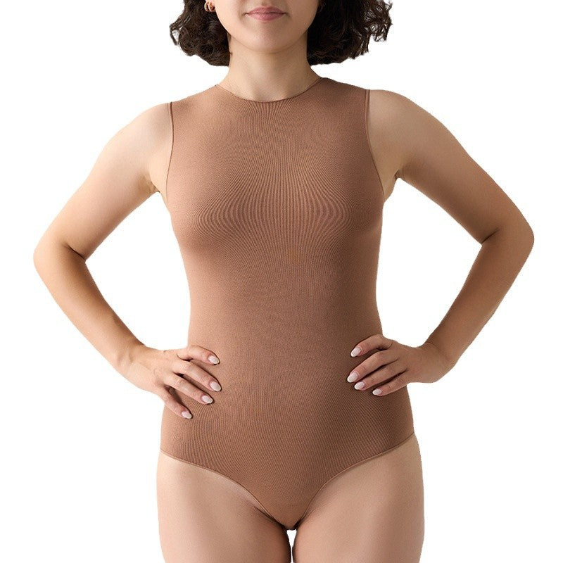 FreedomBeauty | Seamless Bodysuit Seamless Raw Crew Neck Sleeveless One-Piece Tights Sports onesie