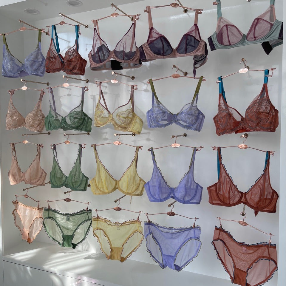 FREEDOMBEAUTY | mesh set soft steel ring bra large chest small breathable thin atmosphere underwear set bra