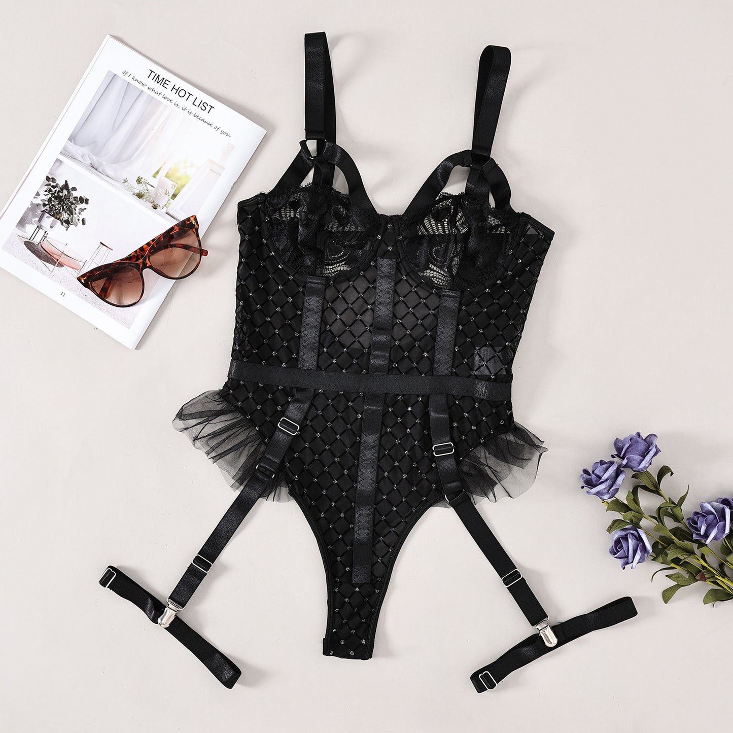 Freedombeauty | New shiny mesh sexy bodysuit women's clothing 27658