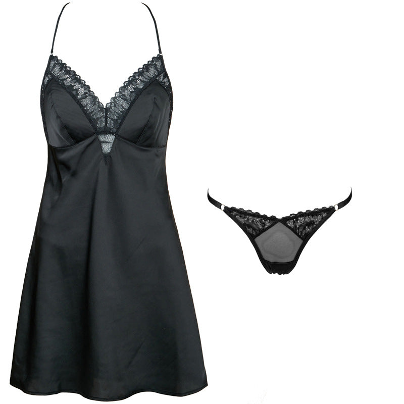 FREEDOMBEAUTY | FQ2855 Integrated chest pad nightdress honeycomb cotton cup premium texture lace deep V beautiful back sexy sex suspender skirt