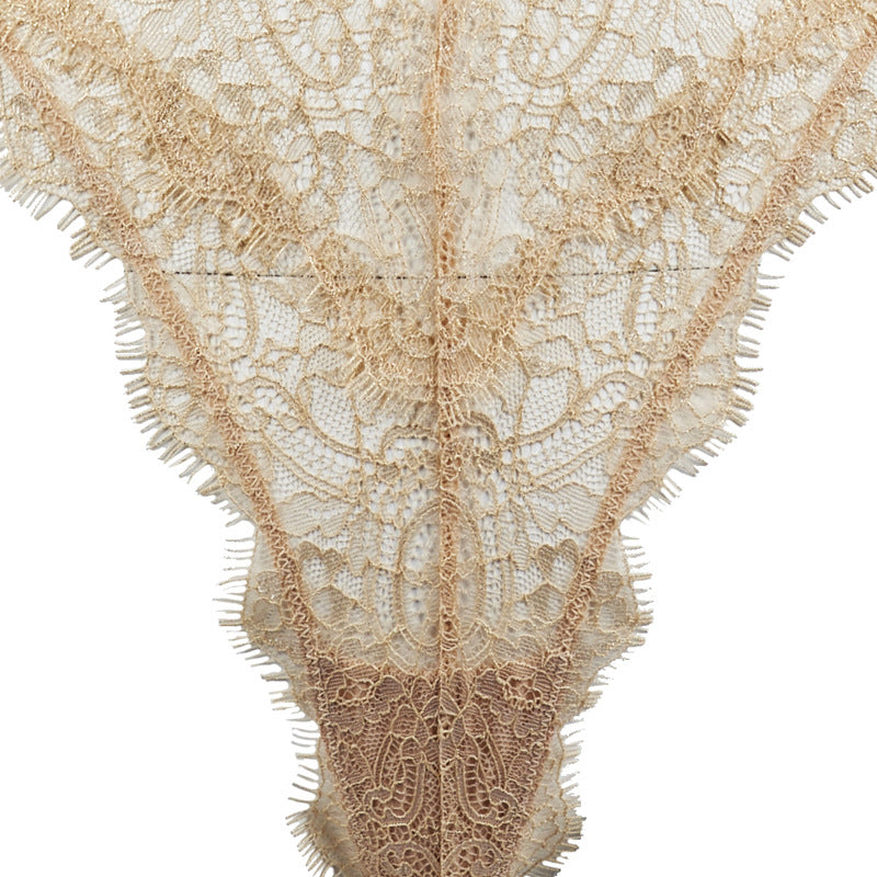 Freedombeauty | FQ2716 bronzing eyelash lace big beauty back strap deep V neck golden onesie European and American exports high quality