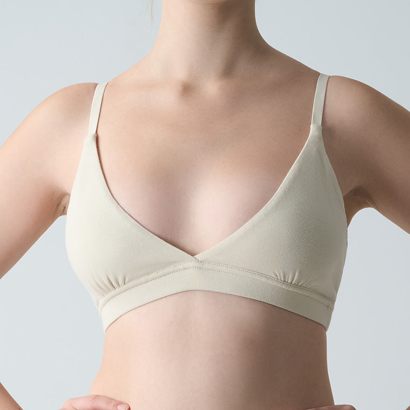 FreedomBeauty | Cotton Triangle Bralette Deep V Sexy Cotton Rimless Bra Comfortable Home Underwear