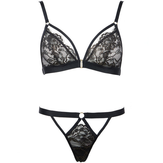 Freedombeauty | FQ2788 Steelless Triangle Cup Ultra-thin Gold Silk Eyelashes Lace Neck Drill Low Waist T Pants Women's High Quality Underwear