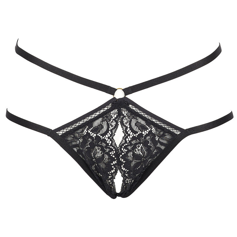 FREEDOMBEAUTY | FQ2731 Black Transparent Thin Lace Mesh Elastic with Light Mesh Ladies Suspender Dress Seduction Flirting Cross-Border