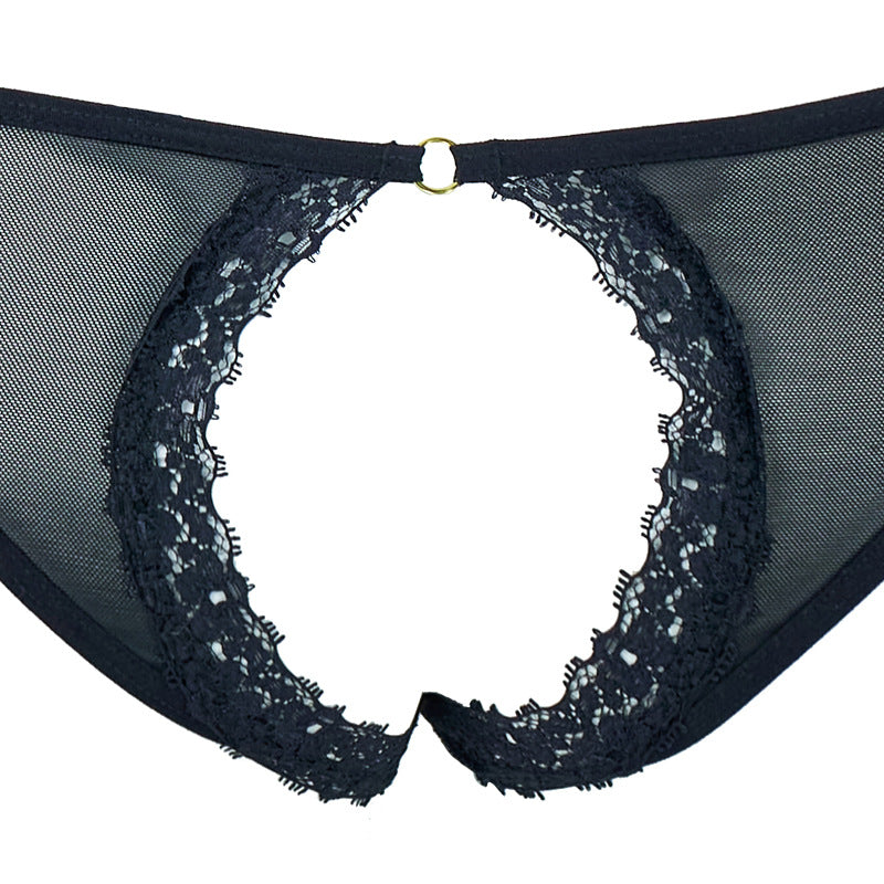 Freedombeauty | FQ2823 sponge steel tray lace edge breast bra low waist open gear hip exposed mesh seduction T pants women