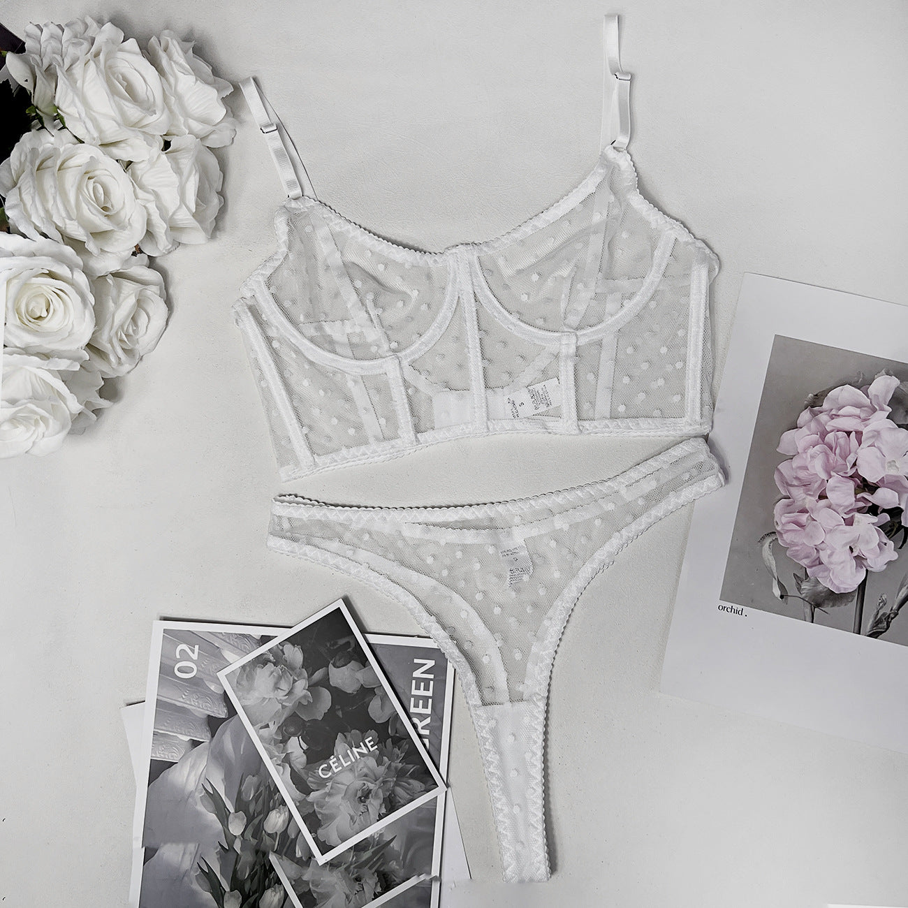 freedombeauty|Hot-selling lingerie sexy perspective fishbone 2-piece kit