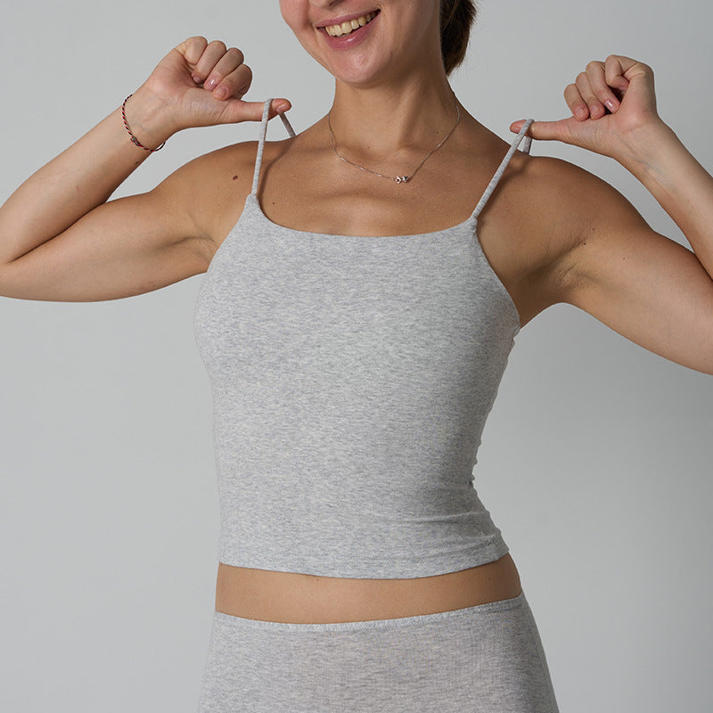 FREEDOMBEAUTY | cotton vest cotton ammonia babes suspender vest without chest pad solid color versatile short inner base women